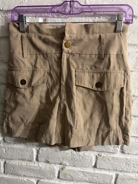High-Waist Utility Shorts in Khaki - Women